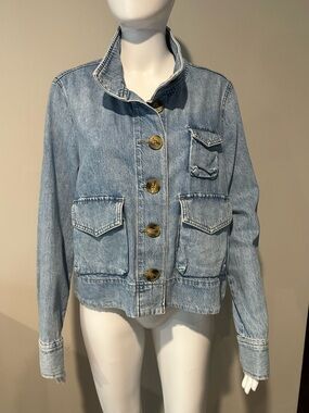 LOFT Light Wash Denim Jacket - Light Blue
